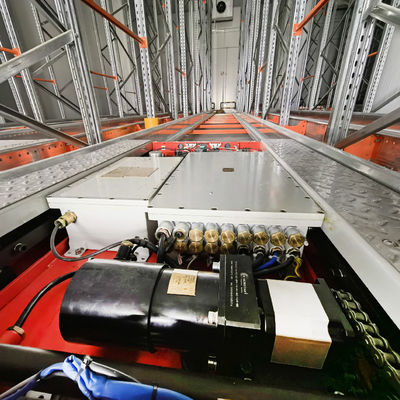 Двусторонняя радиоуправляемая система стеллажей для паллет с челноком, взрывобезопасный склад